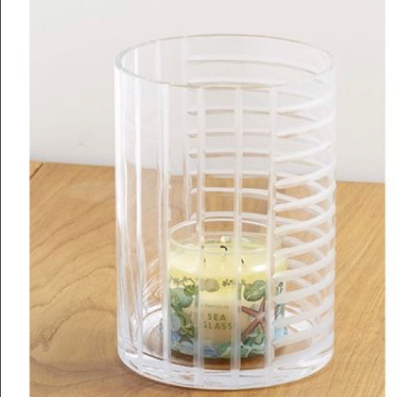 Linear Lines Glass Hurricane Candle Holders - Picture 2 of 4